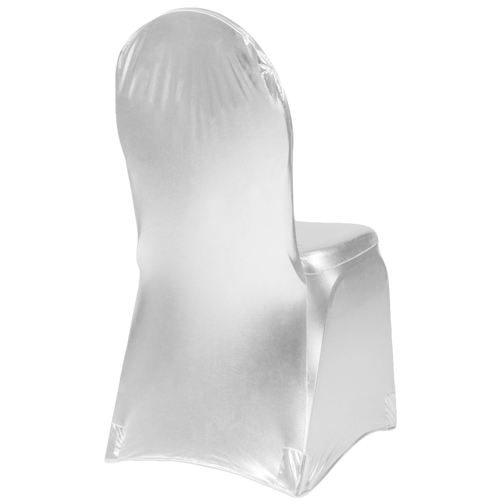 Spandex Banquet Chair Cover - Metallic Silver - CV Linens