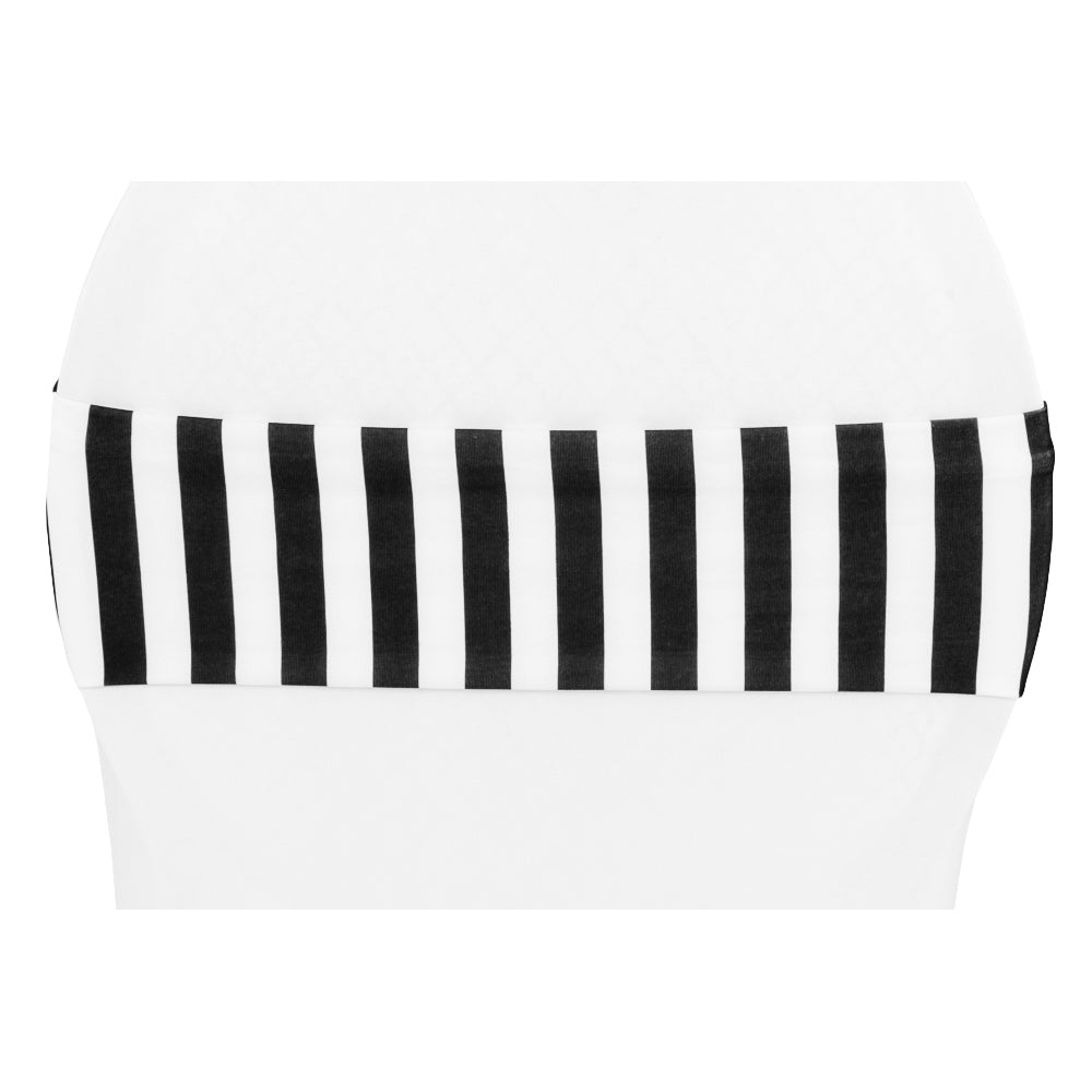 Stripe Spandex Chair Band - Black & White - CV Linens