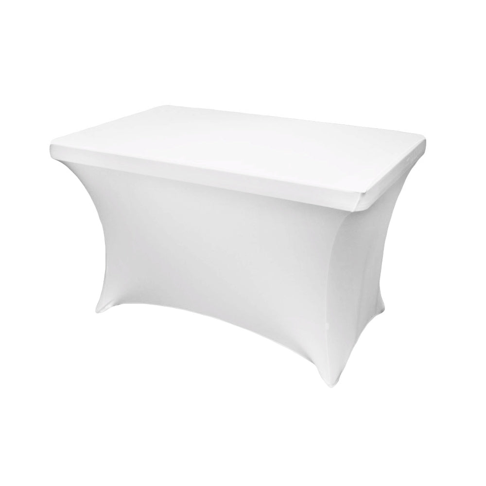 Rectangular 4 FT Spandex Table Cover - White - CV Linens