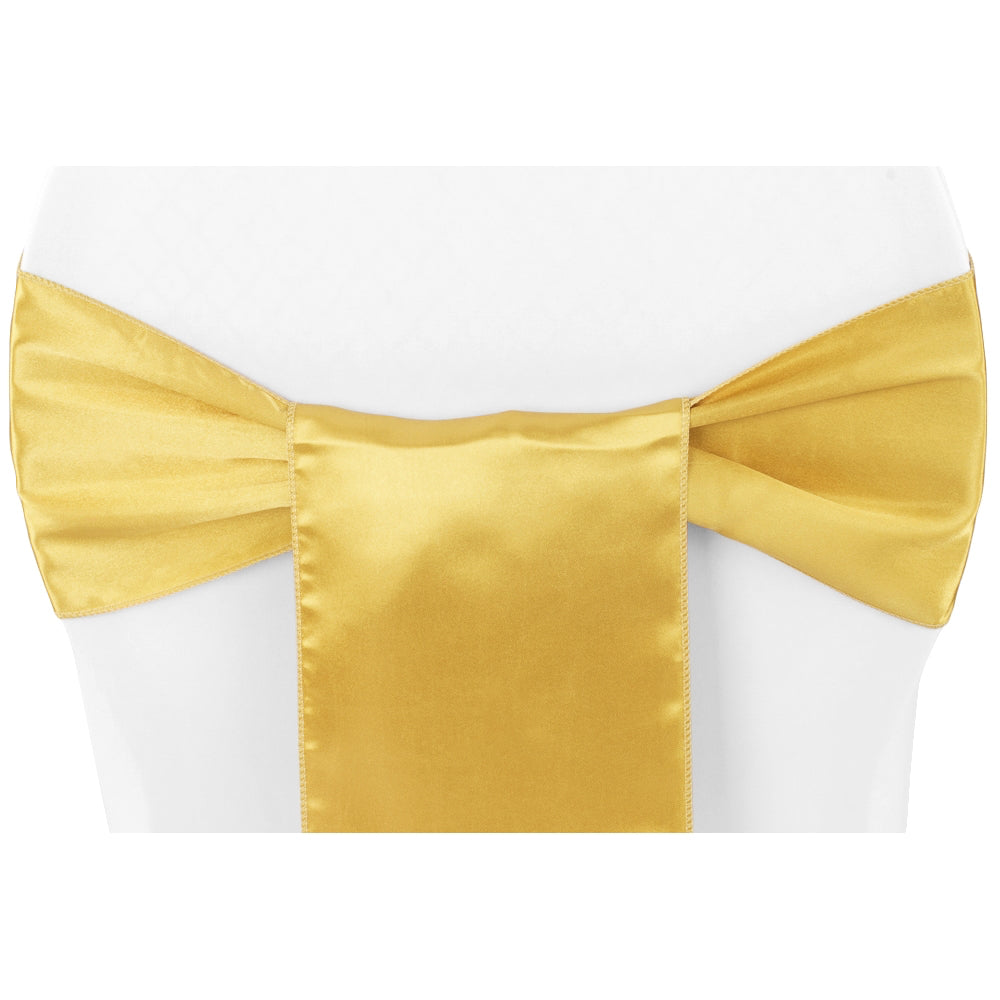 Standard Satin Chair Sash Bright Gold - CV Linens Standard Satin Chair Sash Bright Gold - CV Linens