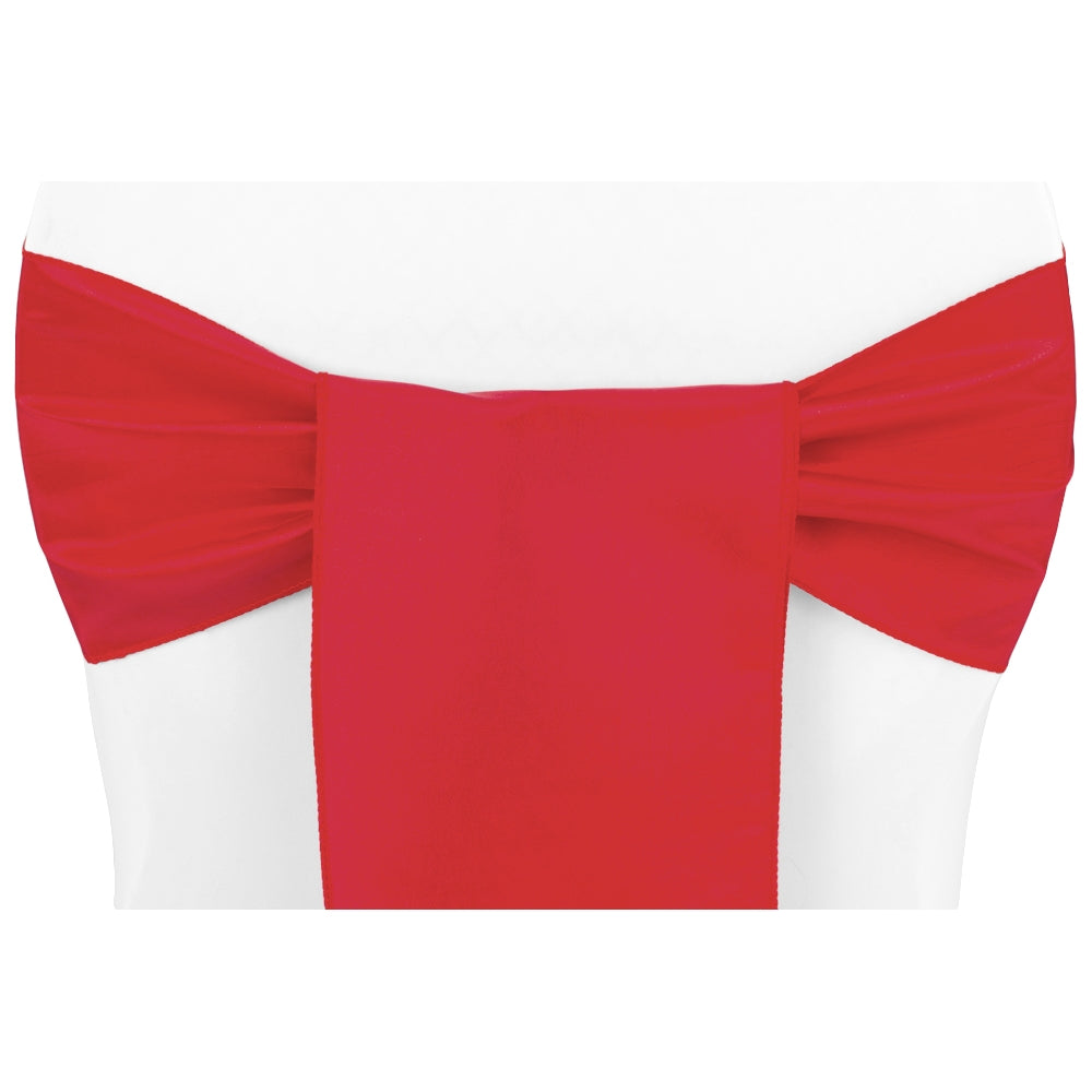 Taffeta Chair Sash/Tie - Red - CV Linens