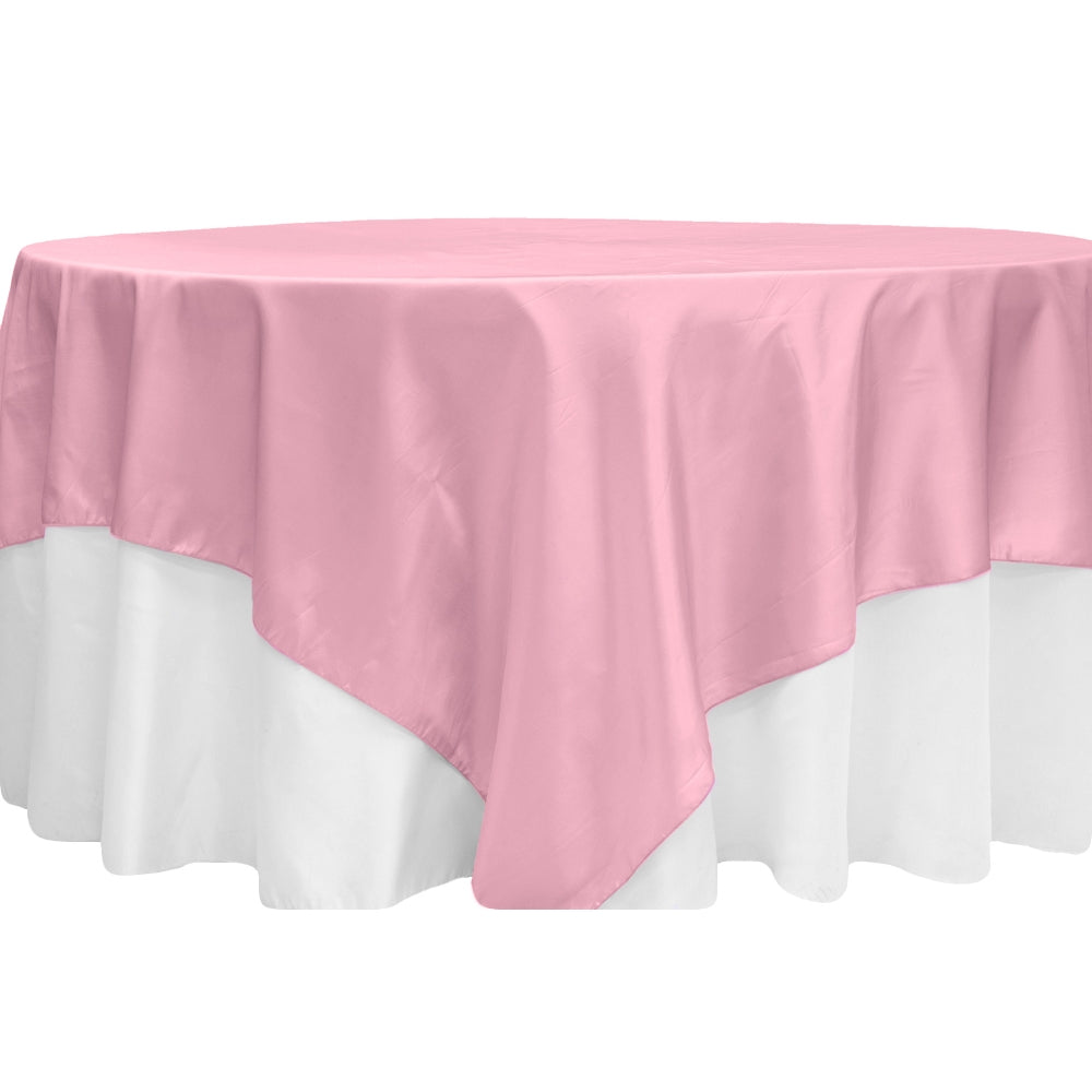 Taffeta Table Overlay Topper 90"x90" Square - Pink - CV Linens