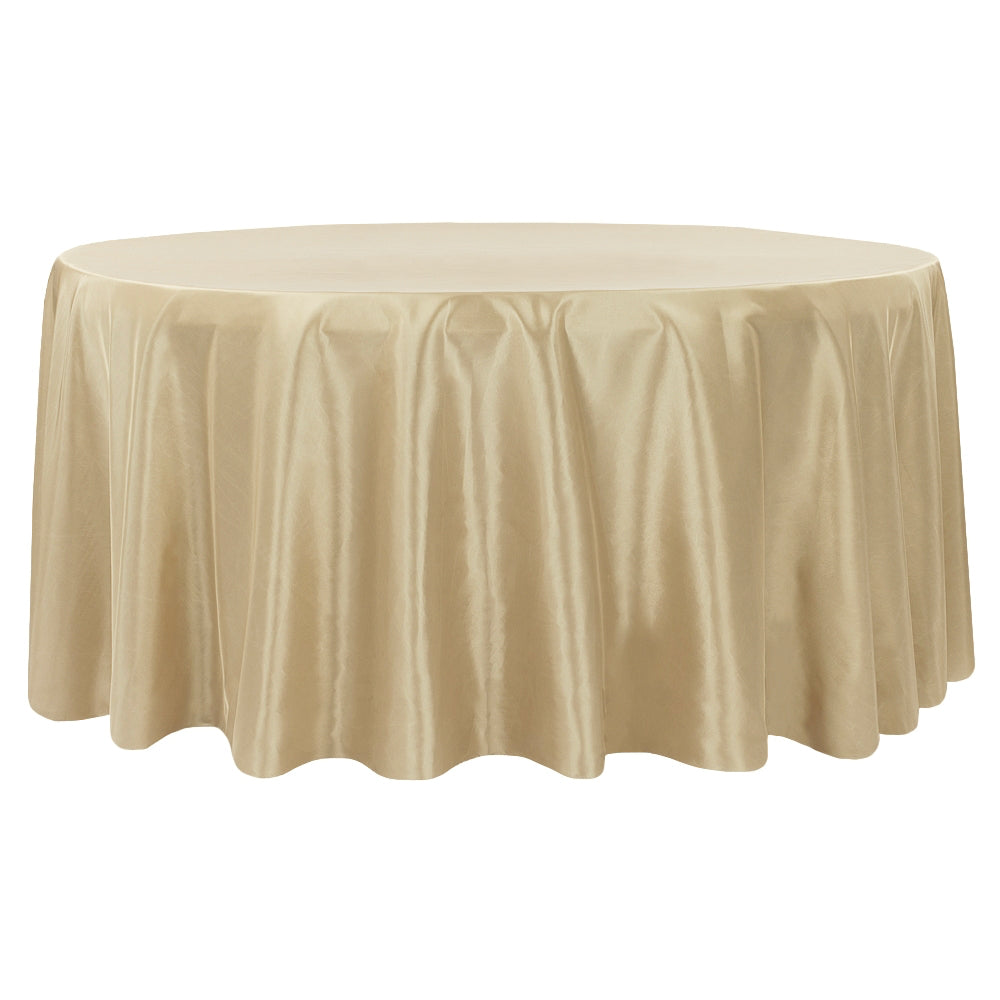 Taffeta Tablecloth 132" Round - Champagne - CV Linens