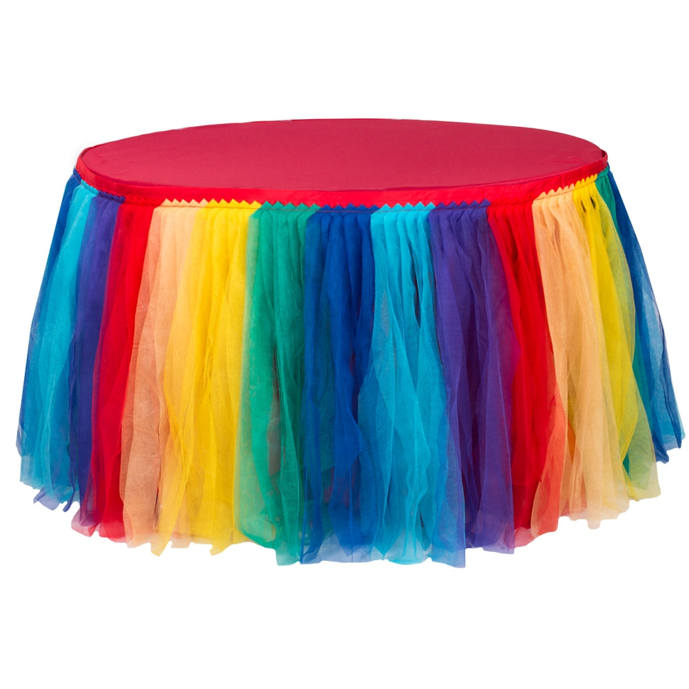 Tulle Tutu 17ft Table Skirt - Rainbow - CV Linens