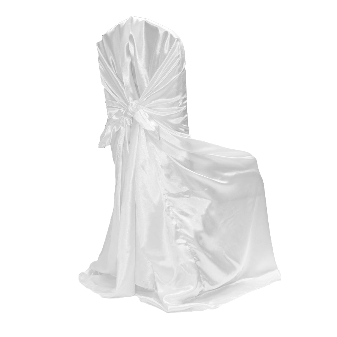 Universal Satin Self Tie Chair Cover - White - CV Linens