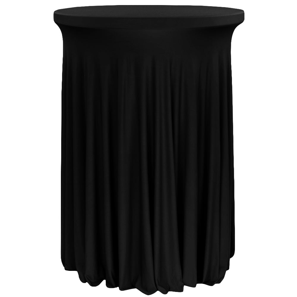 Wavy Spandex Cocktail Table Cover 30"-32" Round - Black - CV Linens