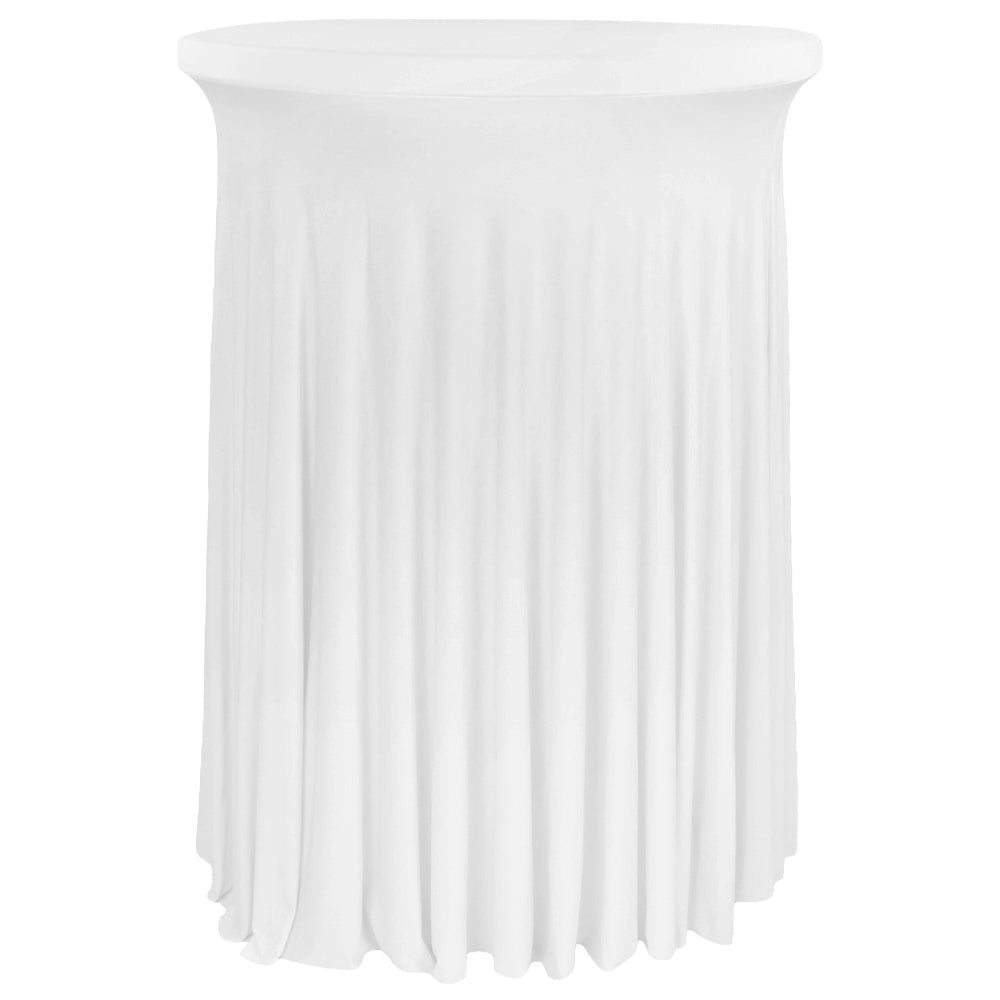 Wavy Spandex Cocktail Table Cover 30"-32" Round - White - CV Linens