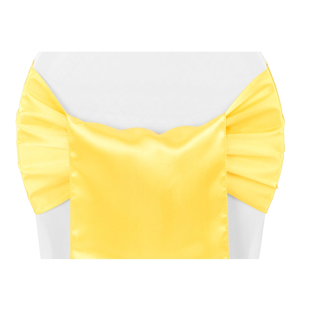 Wide Satin Chair Sash - Canary Yellow (Bright Yellow) - CV Linens