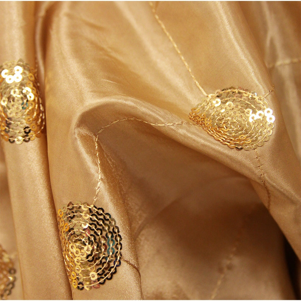 Sequin 90"x132" Embroidery Taffeta Tablecloth - Gold - CV Linens