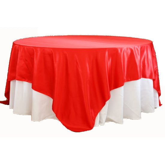 Square 90"x90" Satin Table Overlay - Red - CV Linens