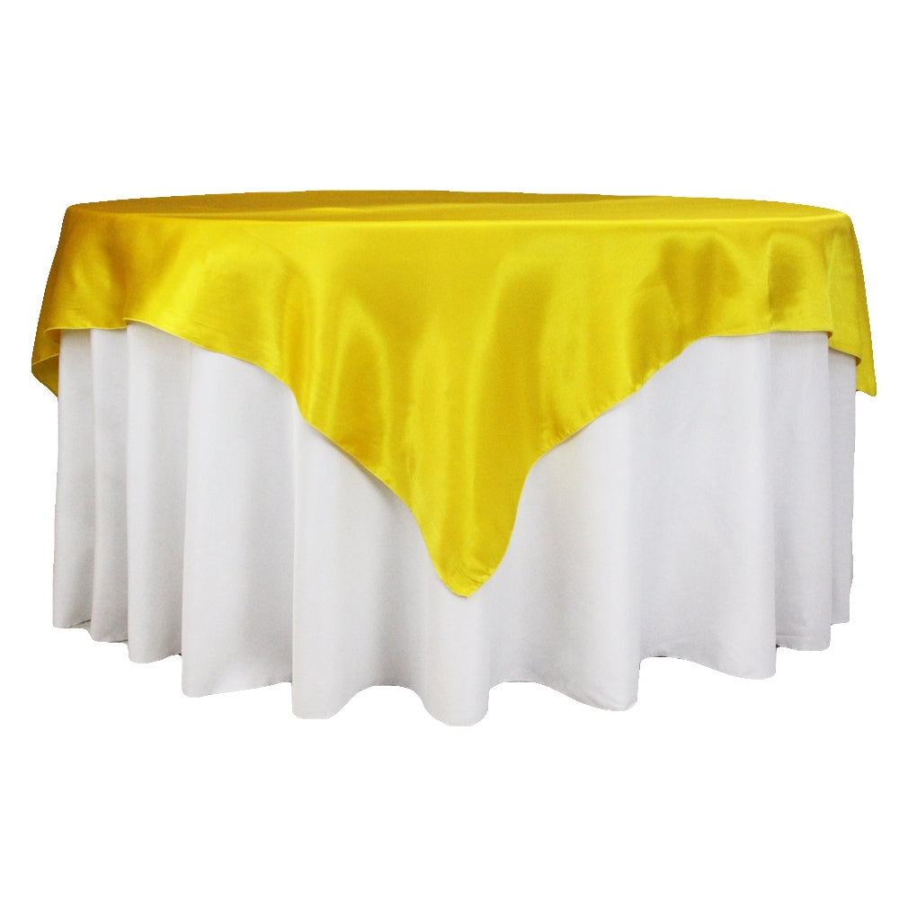 Square 72" Satin Table Overlay - Canary Yellow (Bright Yellow) - CV Linens