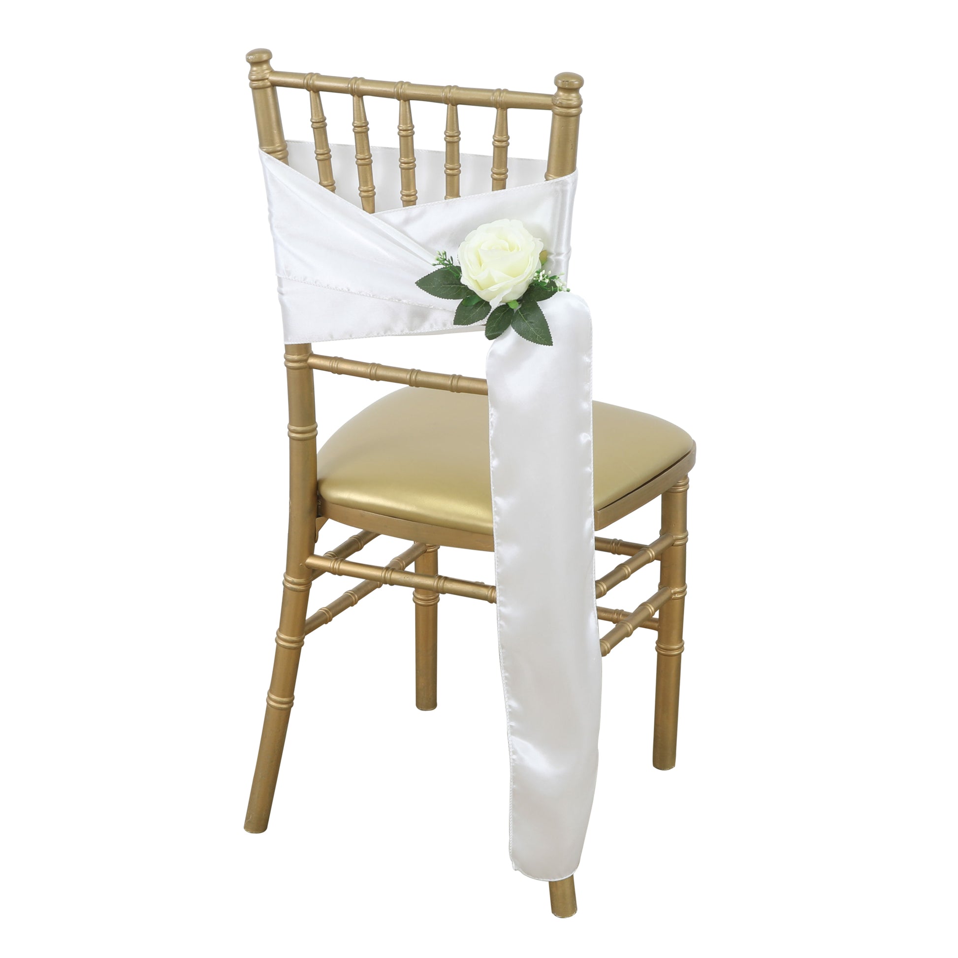 Standard Satin Chair Sash - White