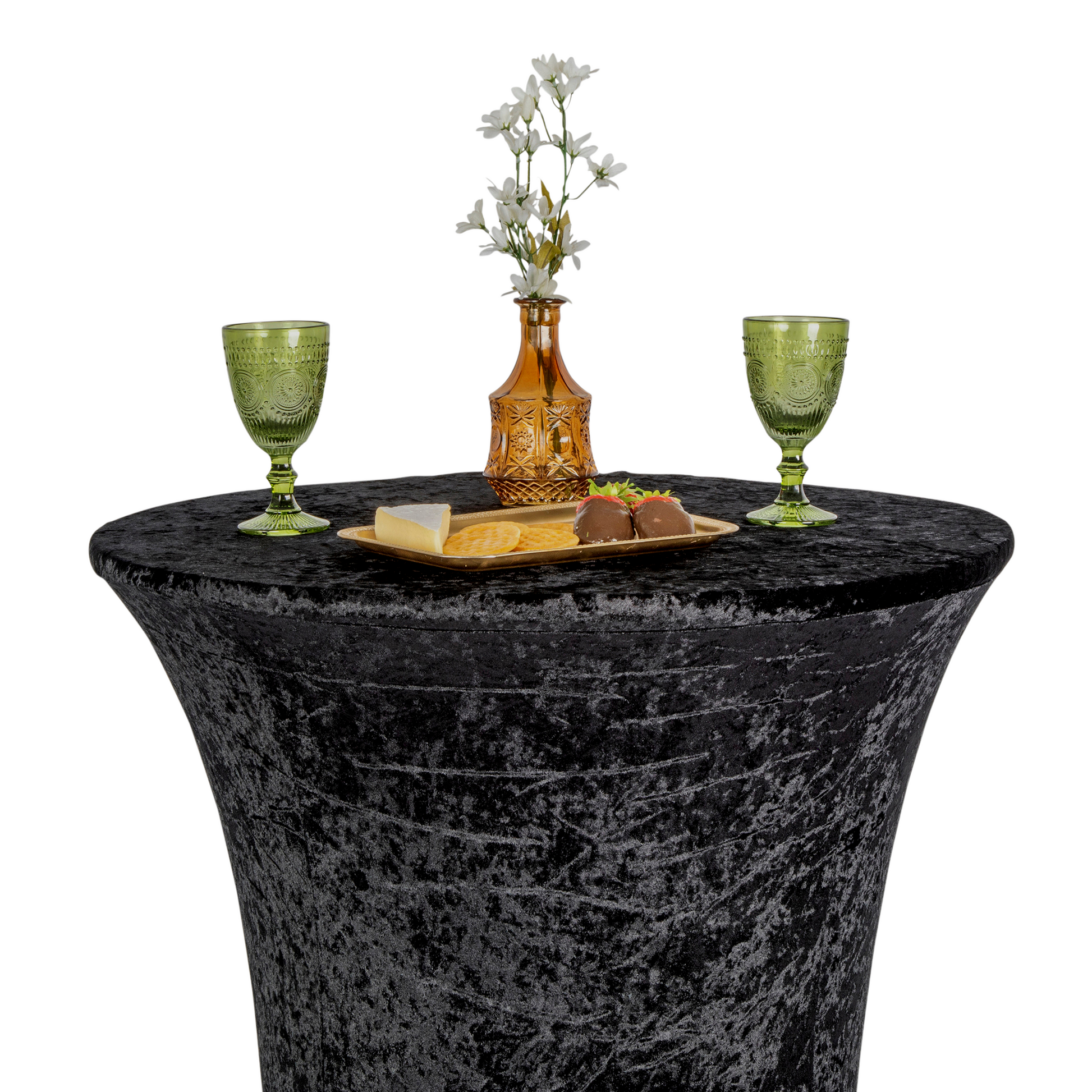 Velvet Spandex Cocktail Table Cover 32" Round - Black