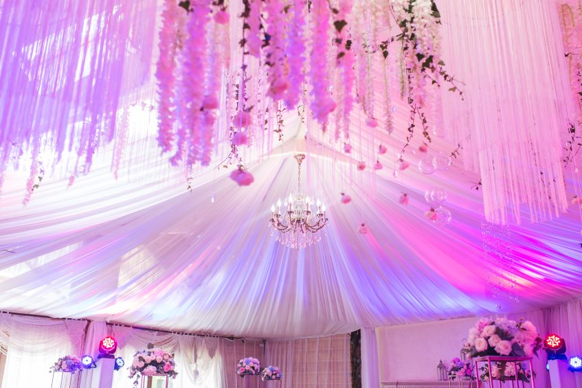 pink wedding drapes