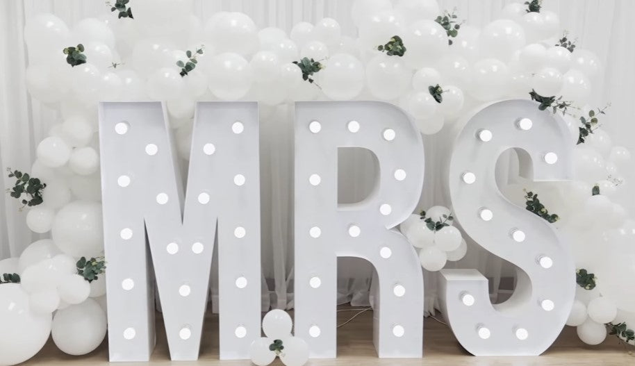 marquee letters with balloons