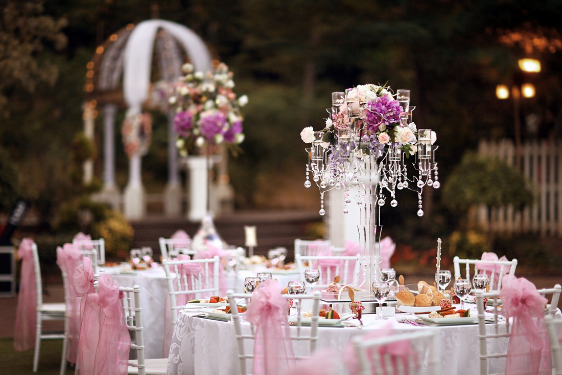pink wedding table setup