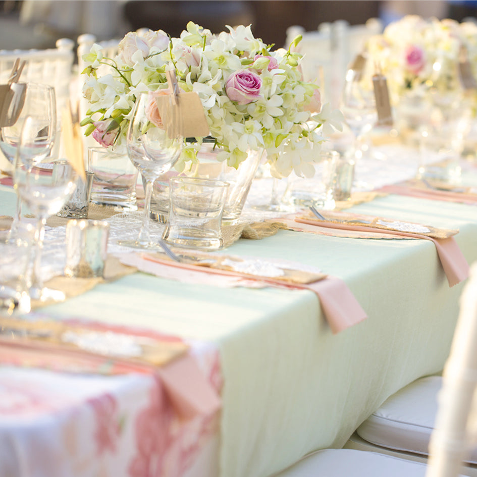 Rectangular Table Overlay Sizing Combinations - CV Linens™