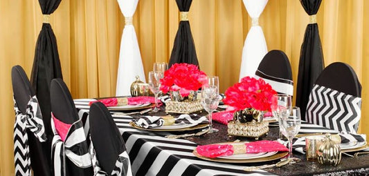 Stripes Out! Using Black and White Striped Spandex Chair Covers