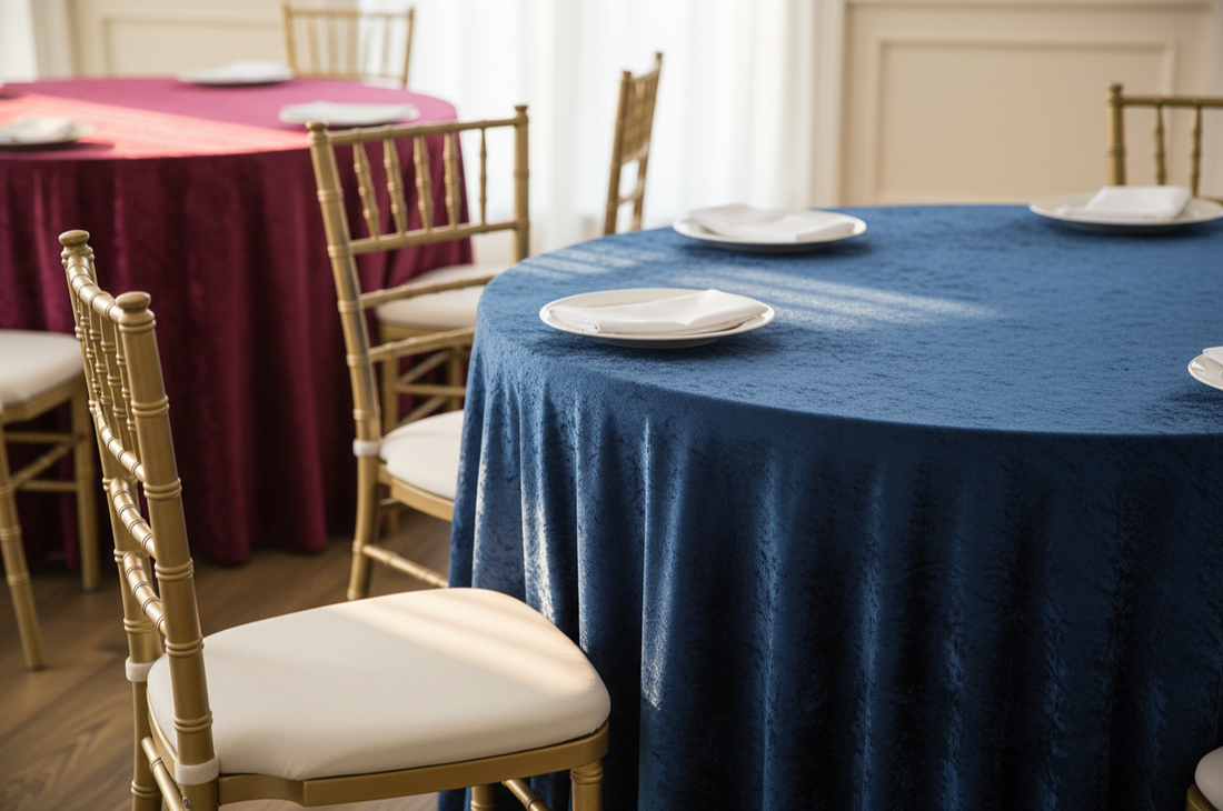 burgundy-and-navy-blue-round-tablecloths