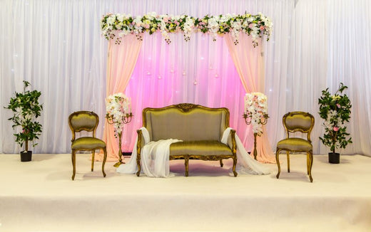 gold wedding stage