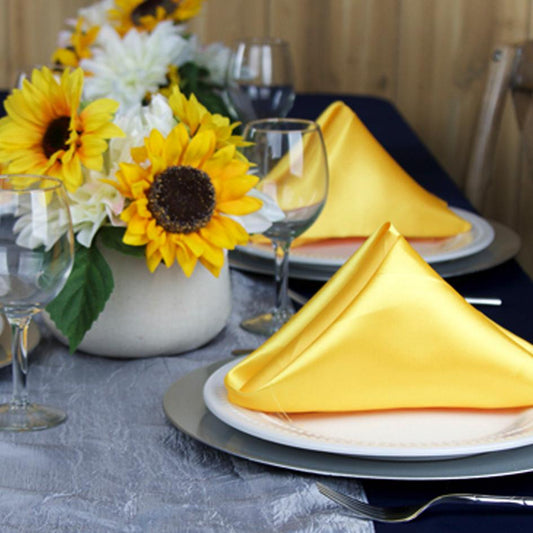 Canary Yellow, Navy, and Silver Modern Color Palette in Event Decor - CV Linens