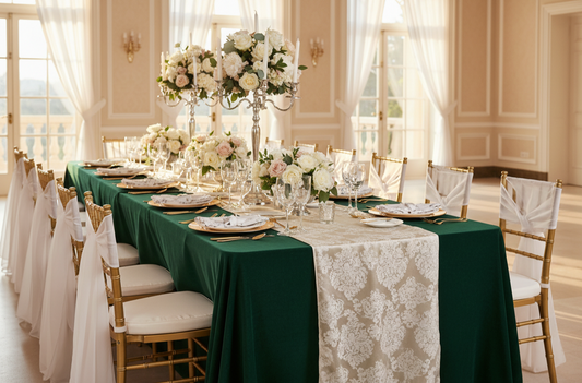 emerald green indoor table setup