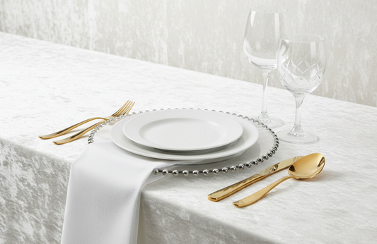 flat lay table linen setup