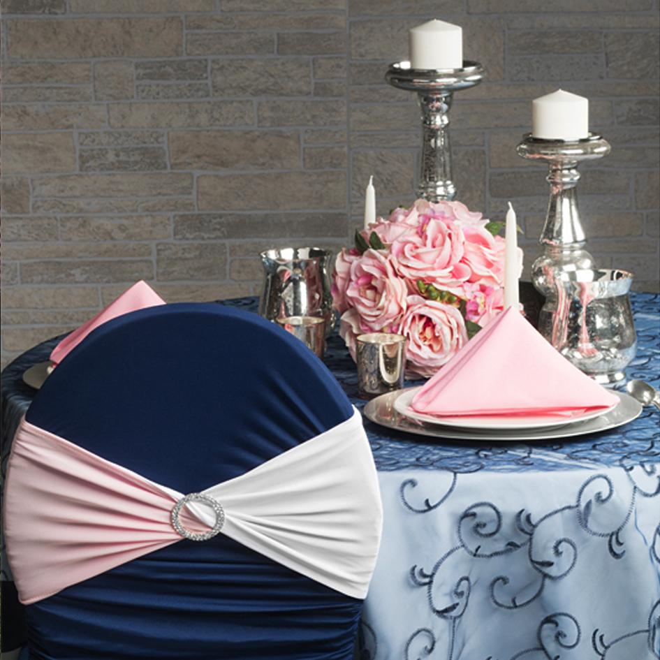 Navy Blue & Pink Textured Tablescape - CV Linens
