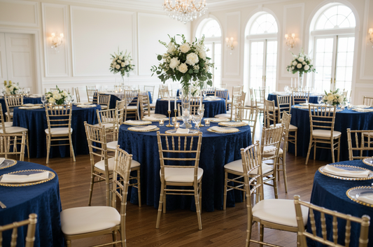 navy blue wedding theme setup