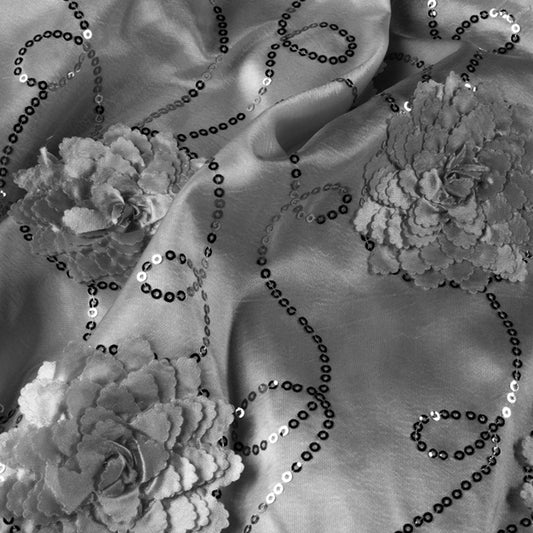 New: Flower Sequin on Taffeta & Crochet Lace