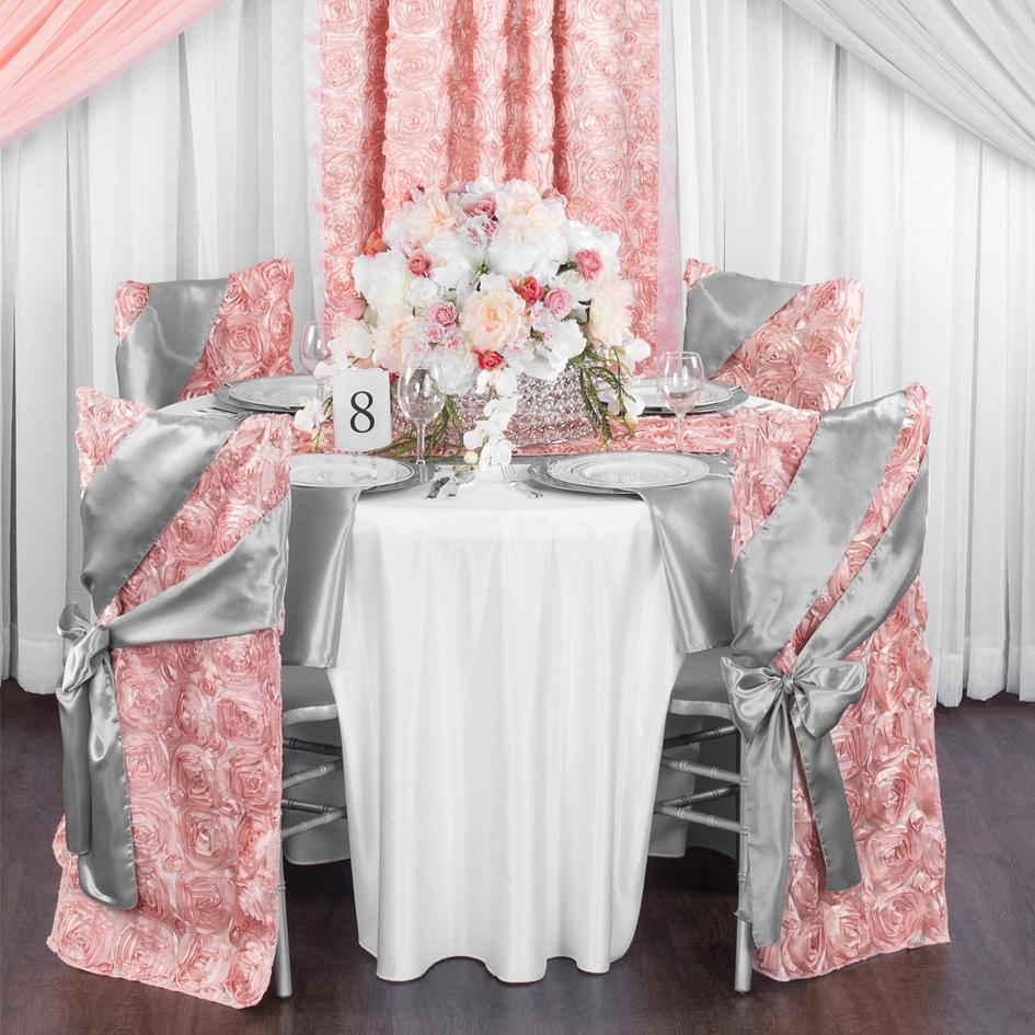 silver and pink table setup
