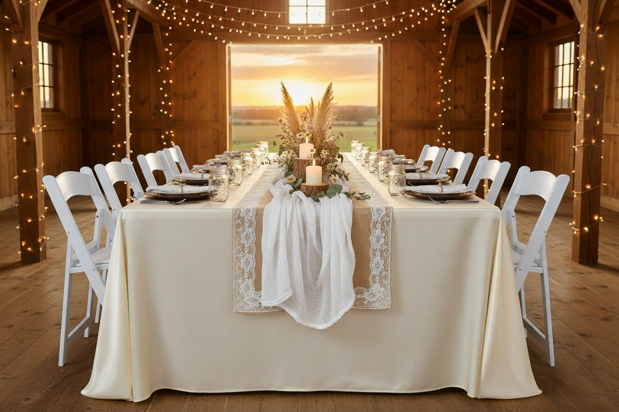 What Linens Work Best for Rustic Venues? | CV Linens™