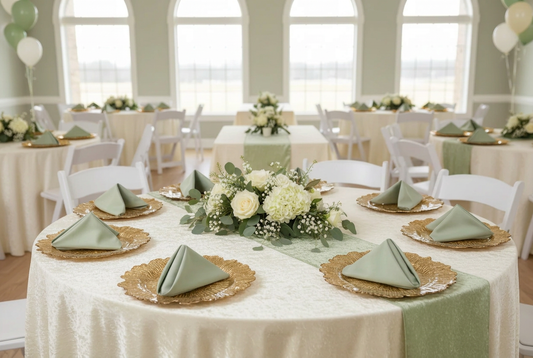 sage green and cream baby shower table mock up