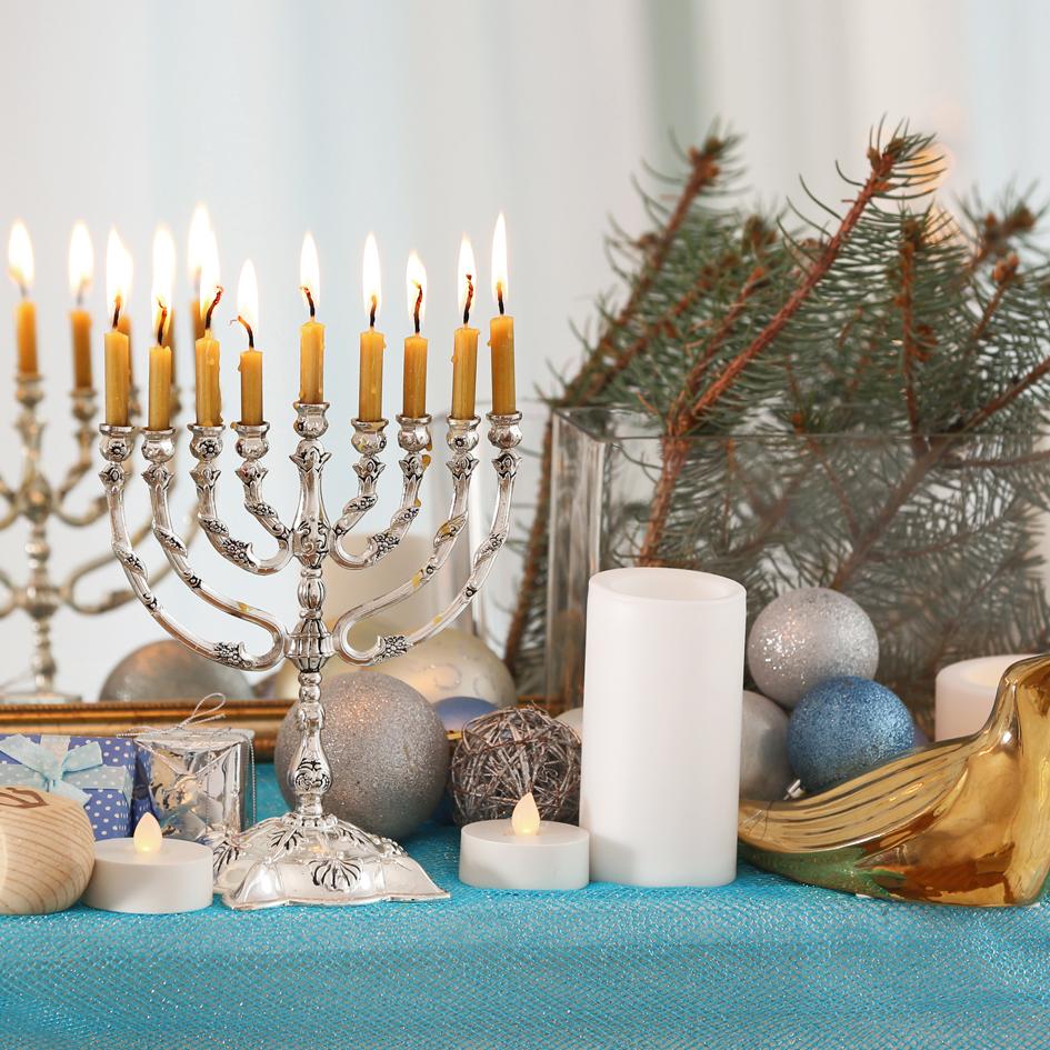 Silver & Blue Hanukkah Tablescape