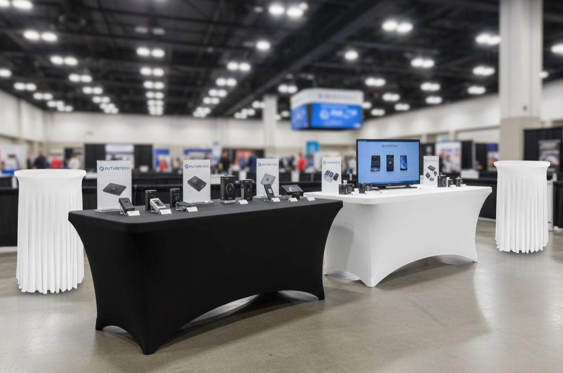spandex table covers for trade show booth