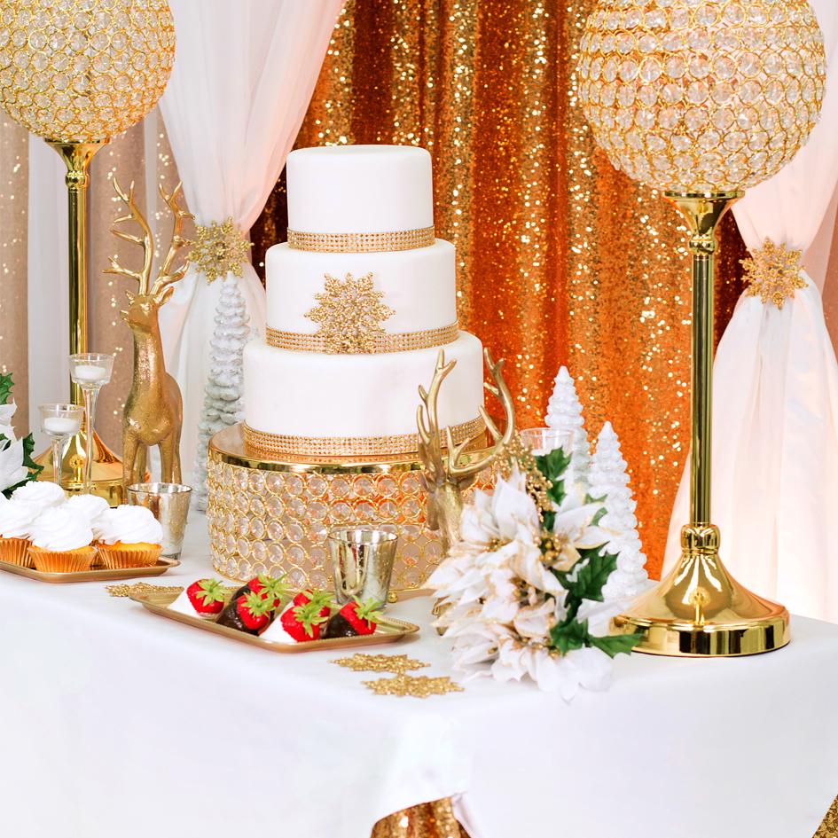 Source Luxury gold stainless steel crystal cake table wedding for  decorating on malibabacom