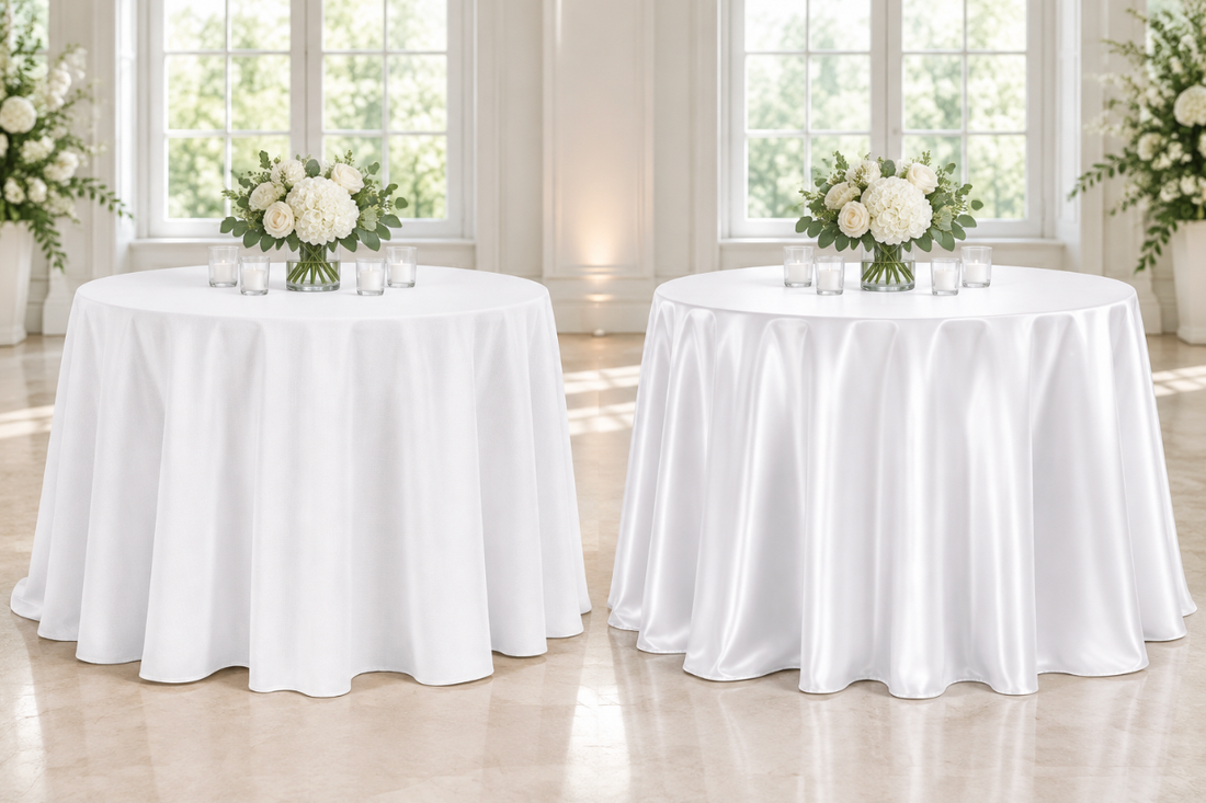 two types of white table linens