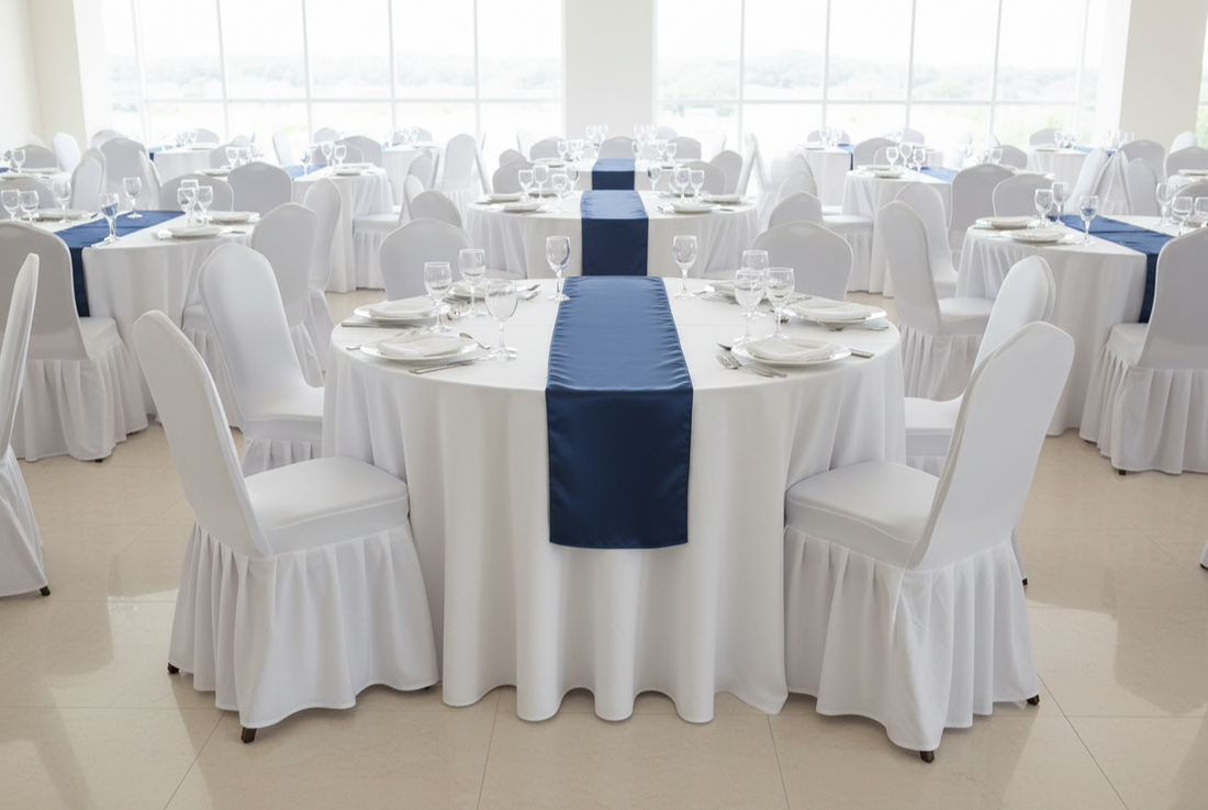 white theme round table for corporate events 