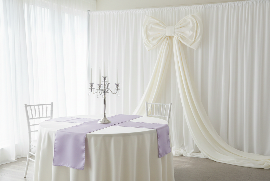 white giant fabric bow setup