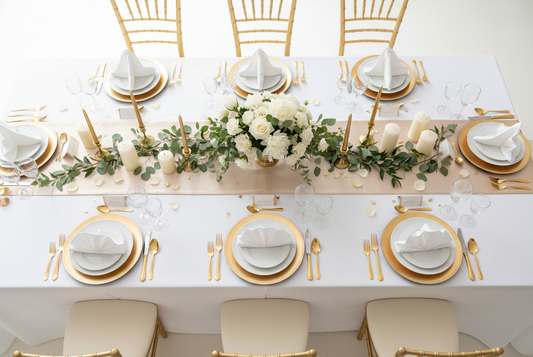white theme tablescape setup