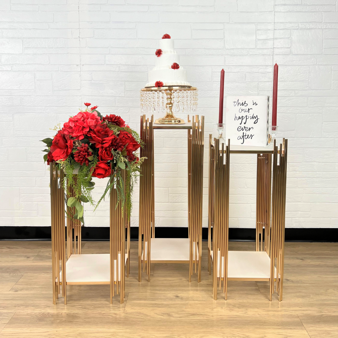 Gold Plints 3 Pieces of Gold Plinths Display Stand - CV Linens