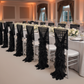 1 Set of Soft Curly Willow Ruffles Chair Sash & Cap - Black on chiavari chair 