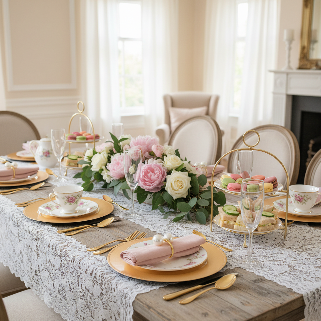 brida shower tea party with 10 pc/pk Faux Pearl Napkin Ring - Gold