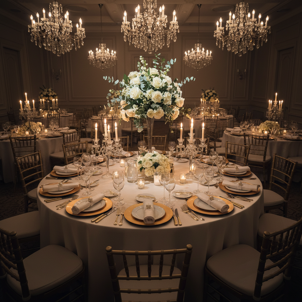 wedding reception with 10 pc/pk Faux Pearl Napkin Ring - Gold