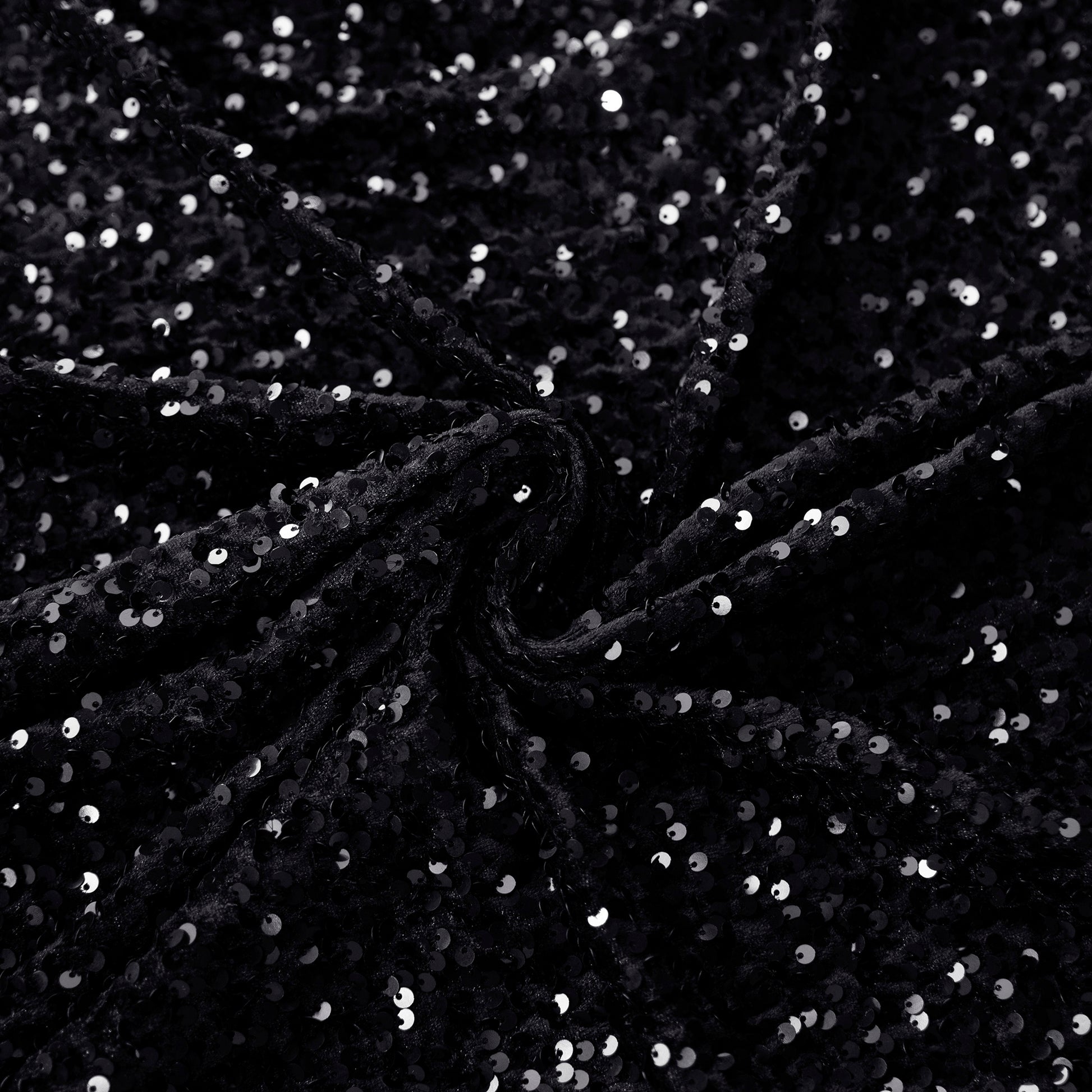 10 yards Sequin Velvet Fabric Roll - Black