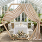 Gold and white striped sequin bridal shower arch