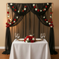 10 yards x 118" Flame Retardant (FR) Voile Sheer Fabric Roll/Bolt - Black as diy backdrop sweetheart table with gold charger plate | white dinner plate