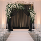10 yards x 118" Flame Retardant (FR) Voile Sheer Fabric Roll/Bolt - Black as diy backdrop with premade floral runner for wedding ceremony