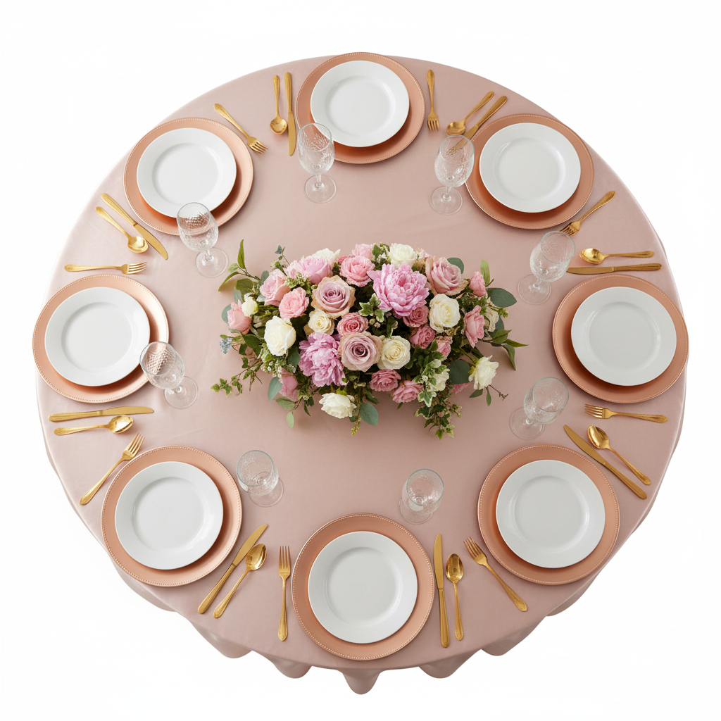 Premium Satin (Wrinkle-Resistant) 108" Round Tablecloth - Blush/Rose Gold