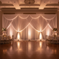 gala stage backdrop with 10ft Spandex Upright Pole Cover - Ivory
